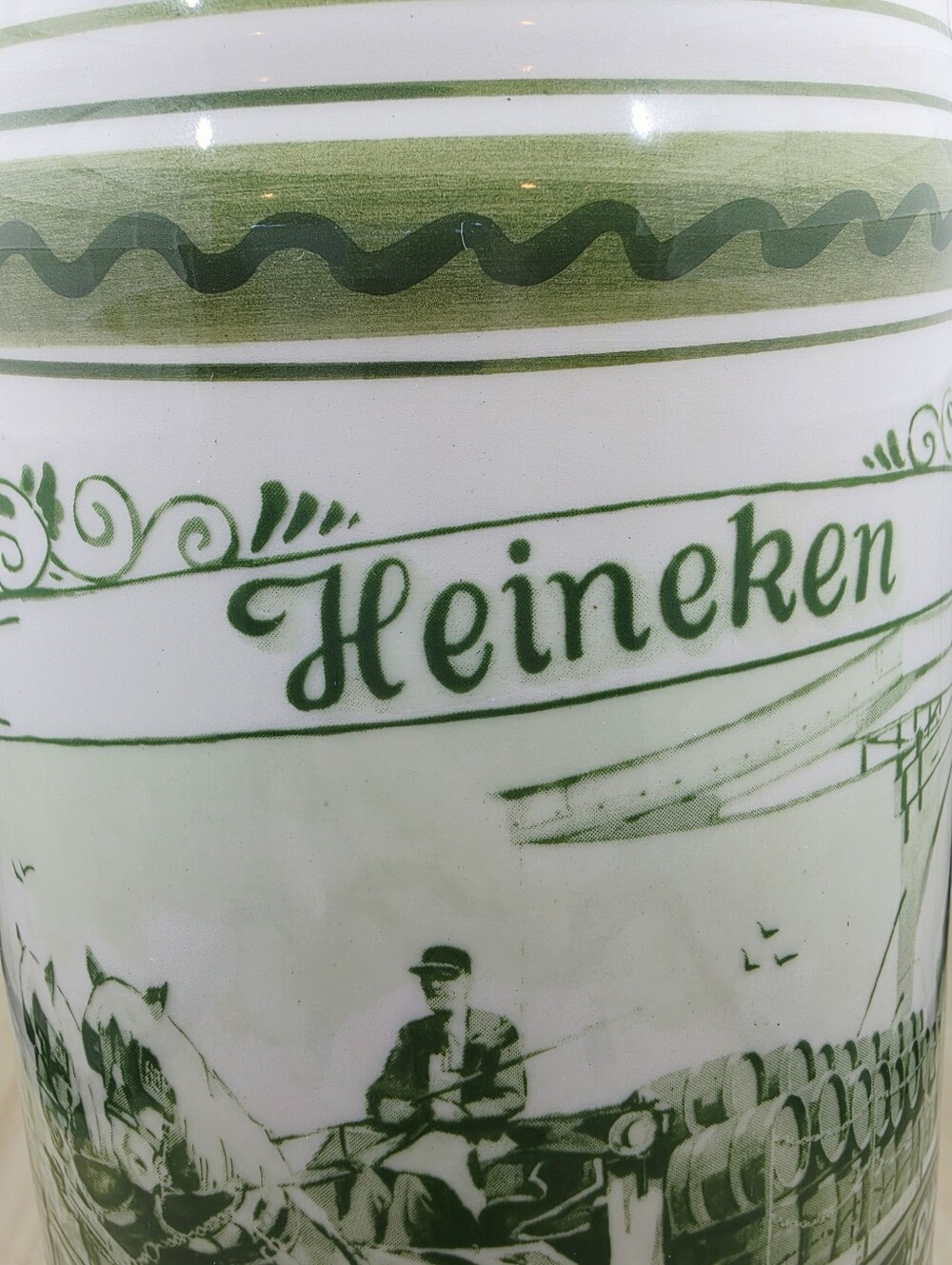Holland Delft Green Floral Heineken Stein with Handle Vintage Large Stamped - Picture 14 of 15